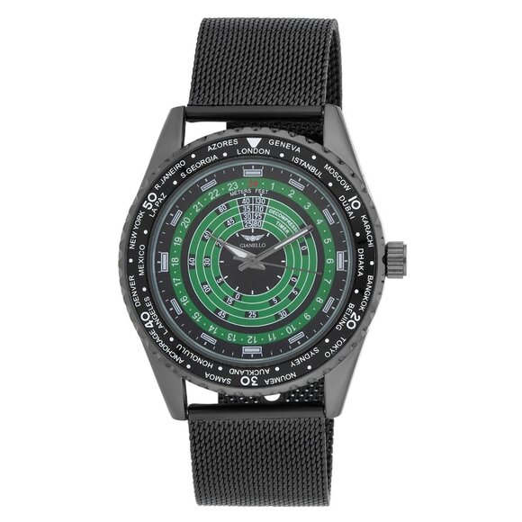 #16 NIB Gianello Watch Men's GNL7930GN Watch Black/Green - Picture 1 of 3